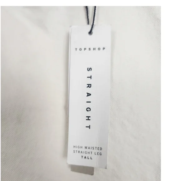 Topshop Straight Leg High Waisted Tall Jeans Size 14 Mom White Ivory - Picture 5 of 8